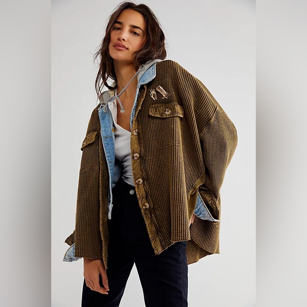 Free People One Scout Jacket - 100% cotton - Army - Size XL